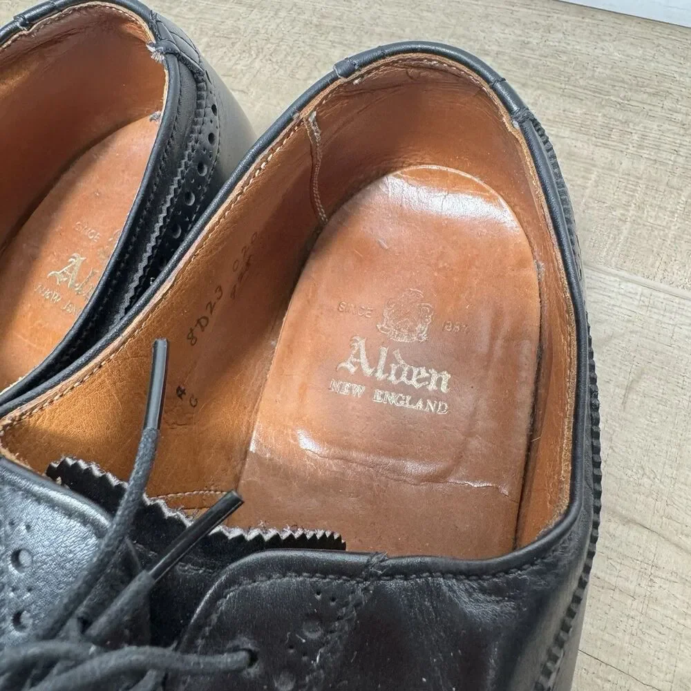 Alden Men’s 9 A/C 8023 Black Longwing Blucher Style Wingtip Shoes Leather USA